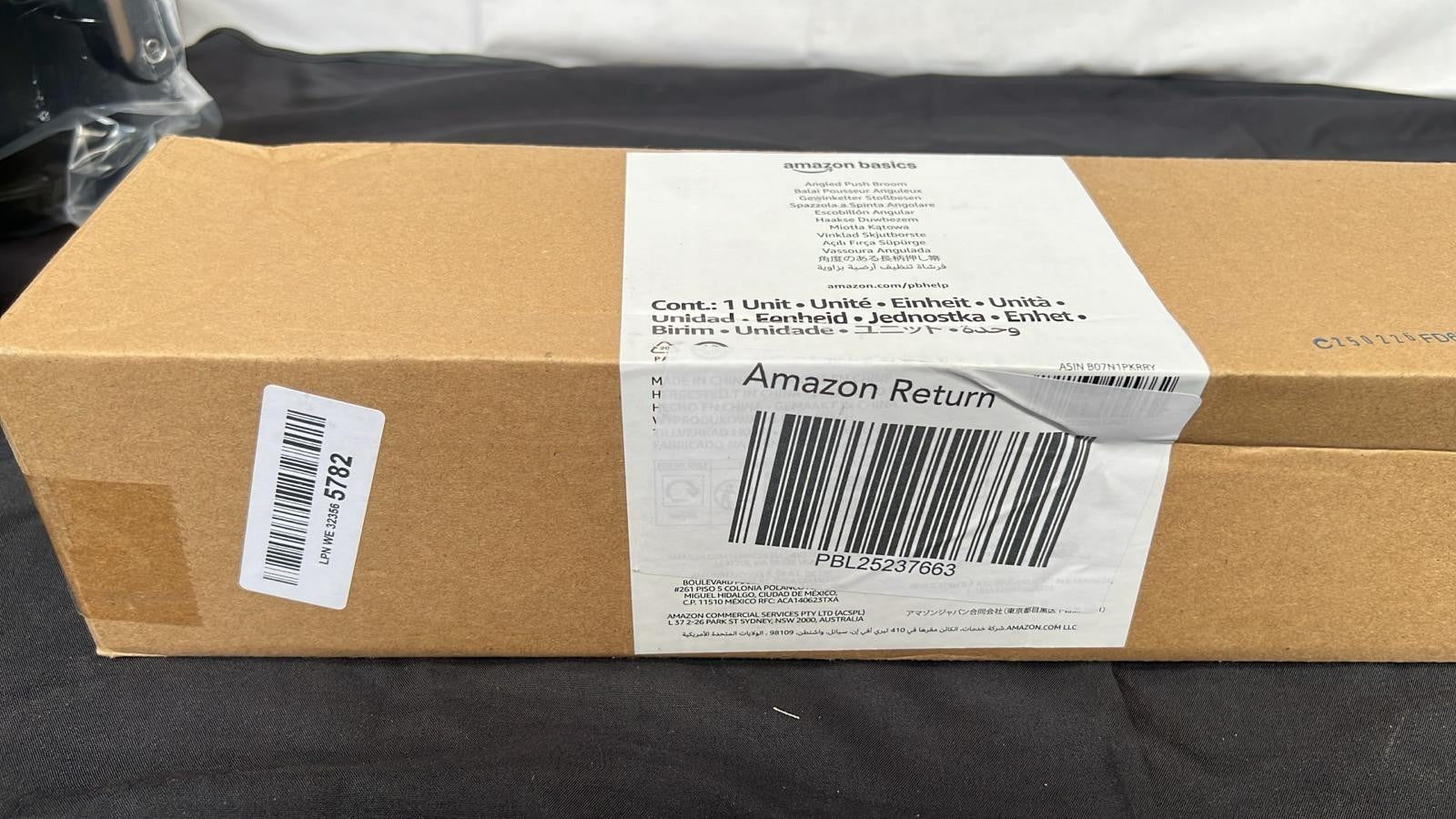 Amazon Basics Angled Push Broom, Blue&White