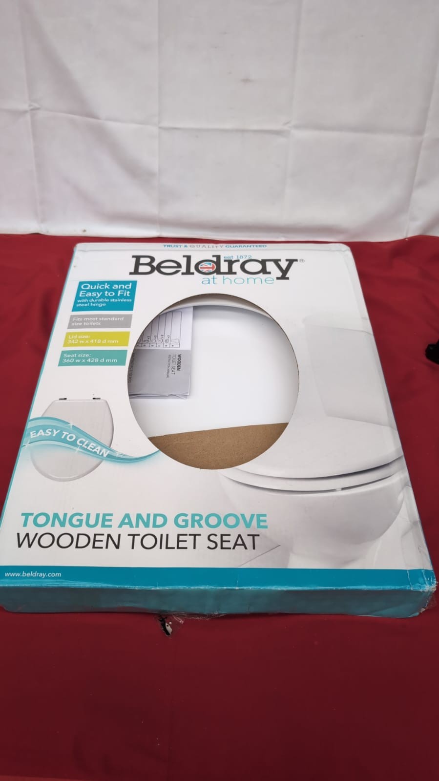 Beldray Wooden Toilet Seat  Oval Shaped, 360 x 428mm(warehouse damage)