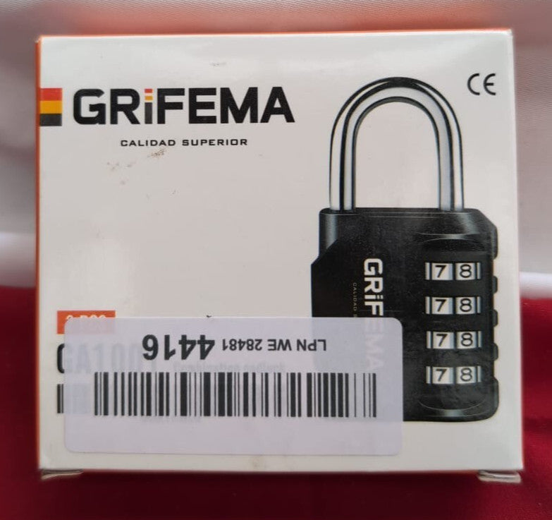 GRIFEMA GA1001 Combination Padlock, 4 Digit Coded Zinc Alloy Heavy Duty