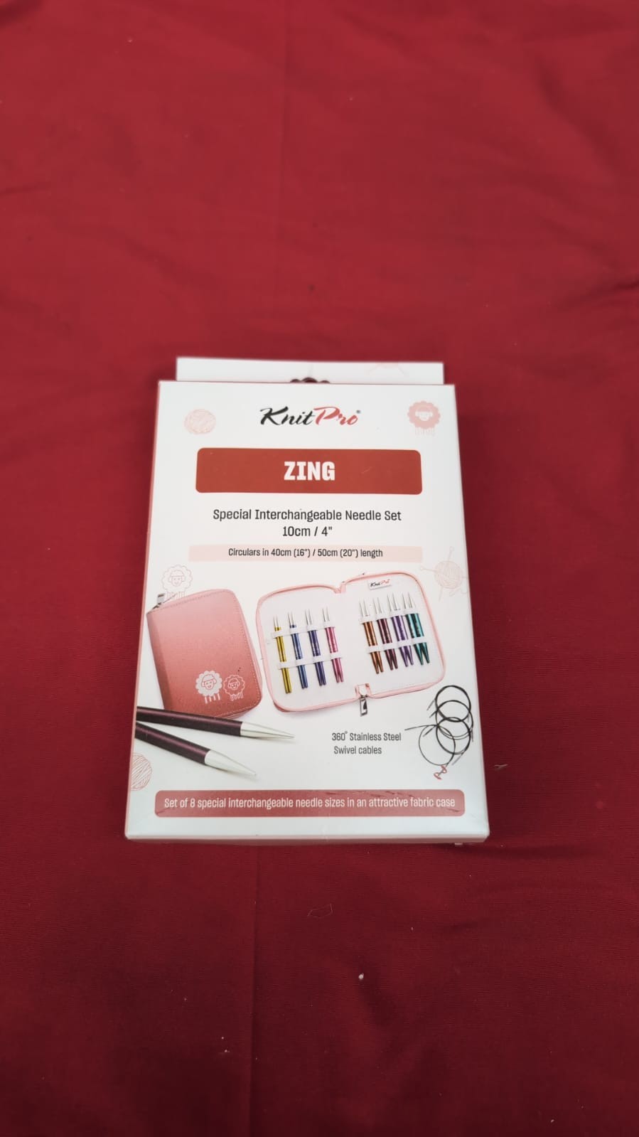 KnitPro Zing Deluxe Interchangeable Needle Set, 4" /10cm ( missing swivel cable)