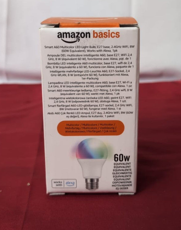 Amazon Basics Smart A60 Dimmable LED Light Bulb, E27 Base