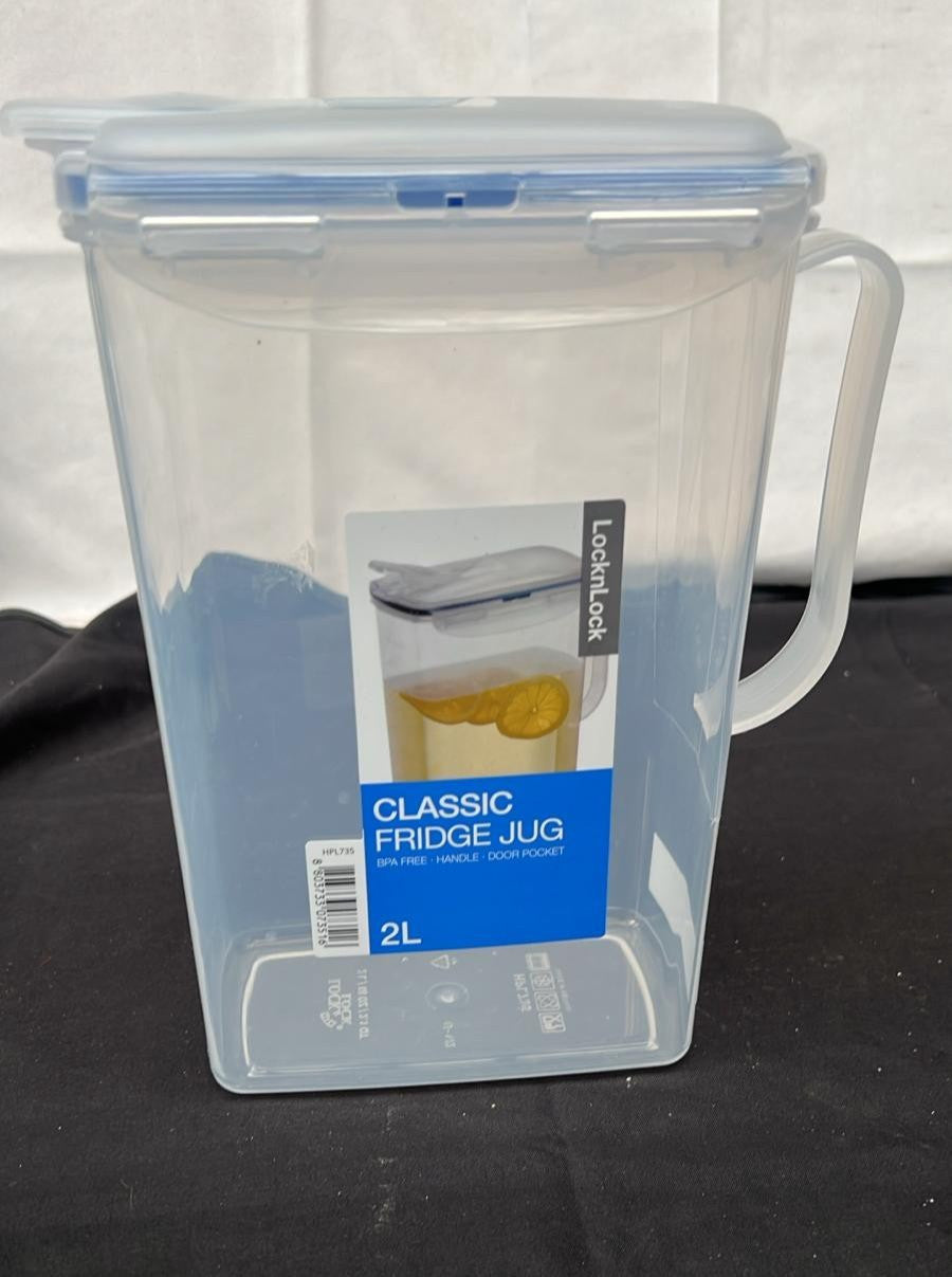 Lock & Lock  Rectangular Fridge Door Jug - Clear/Blue, 2 L