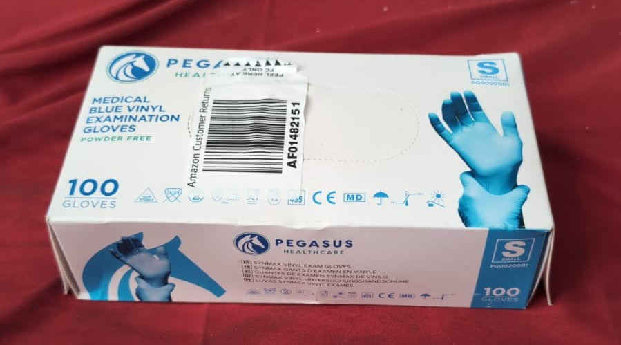 Pegasus Healthcare Blue Disposable Vinyl Medical Examination Gloves Powder