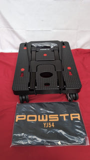 POWSTR Folding Hand Truck 4 Wheels Trolley on Wheels with 2 Elasticated Cords