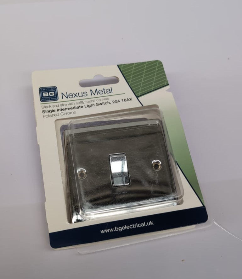 BG Nexus Metal Single Light Switch 20A – Black, Slim Profile (Damaged Box)