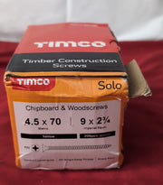 TIMCO Solo ChipboardWoodscrews Industry 4.5 x 70mm - Yellow 200pcs (box damaged)