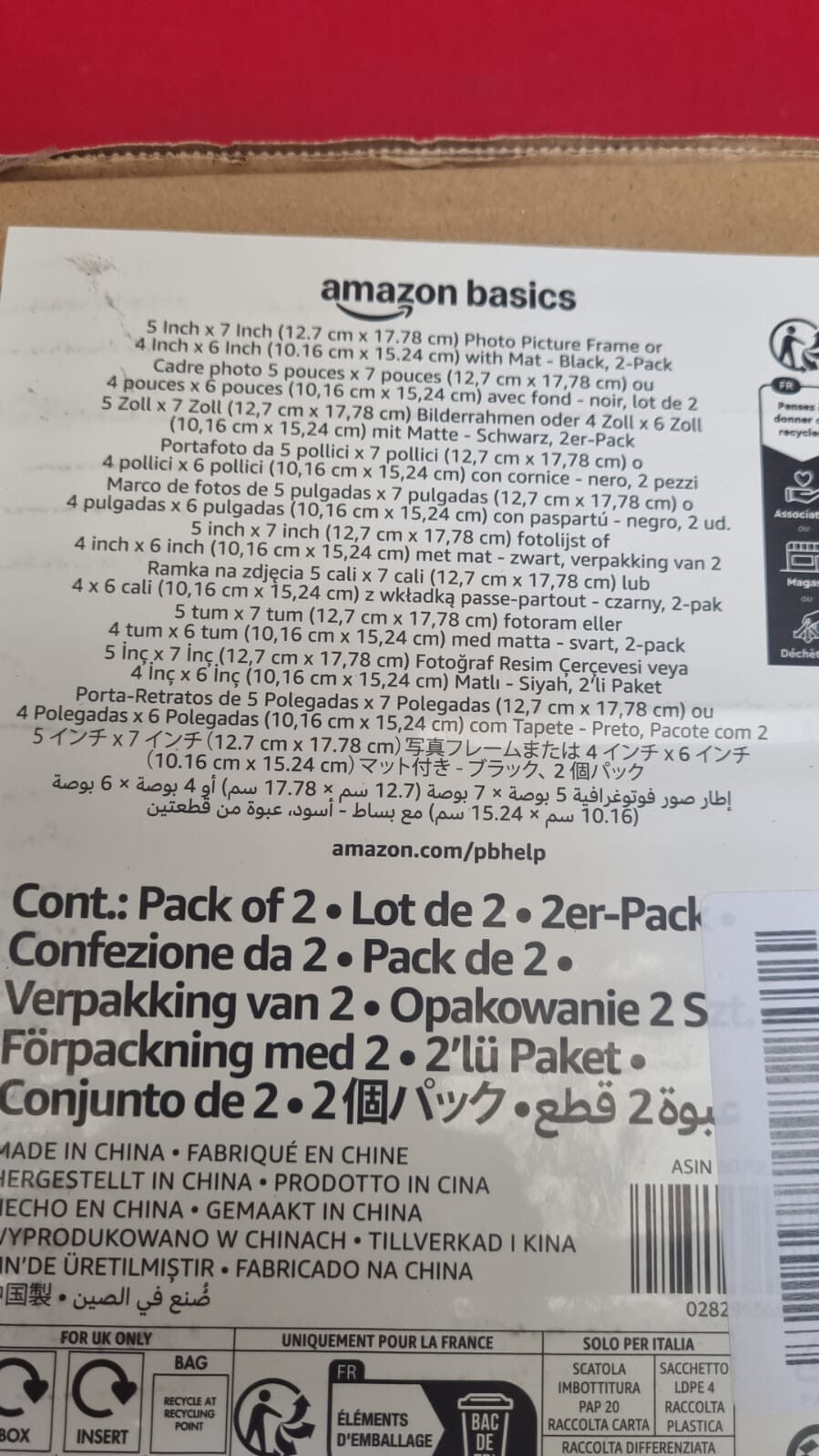 Amazon Basics Rectangular Photo Frame, Nickel, 2-Pack, 13 x 18 cm