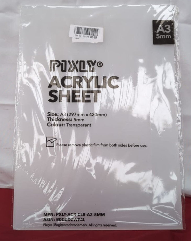 Pixly® Crystal Clear Acrylic Perspex Plastic  Transparent (warehouse damaged)
