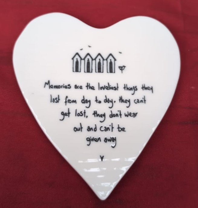 East of India Porcelein Heart Coaster 'I wish you lived nearer.' Gift