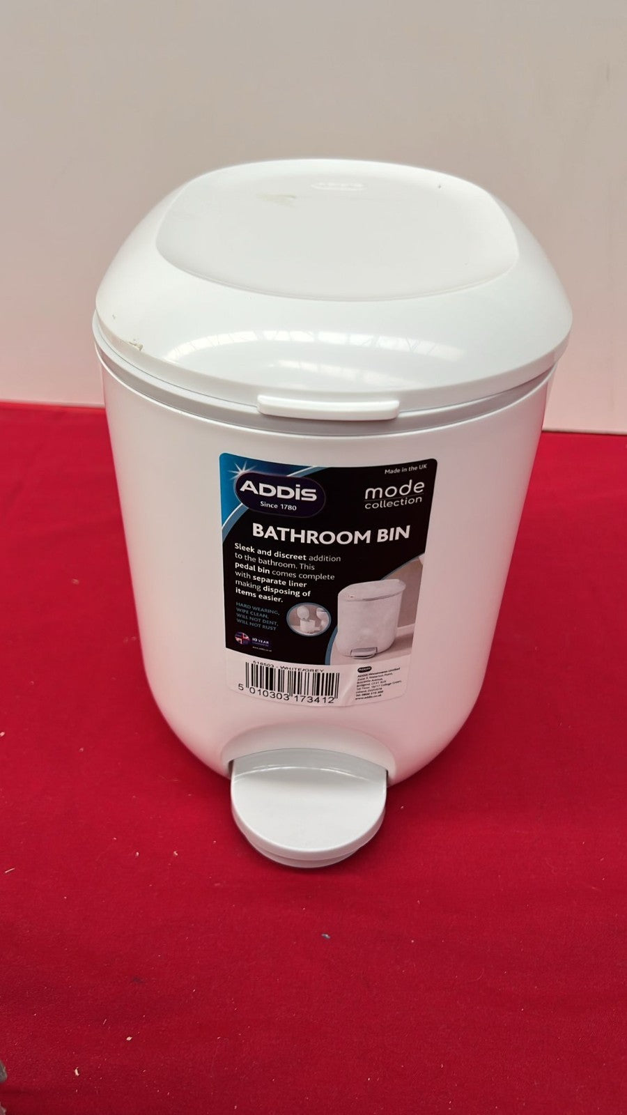 Addis  Premium Deluxe Bathroom Pedal Bin with inner, 3.5 litre, White Grey