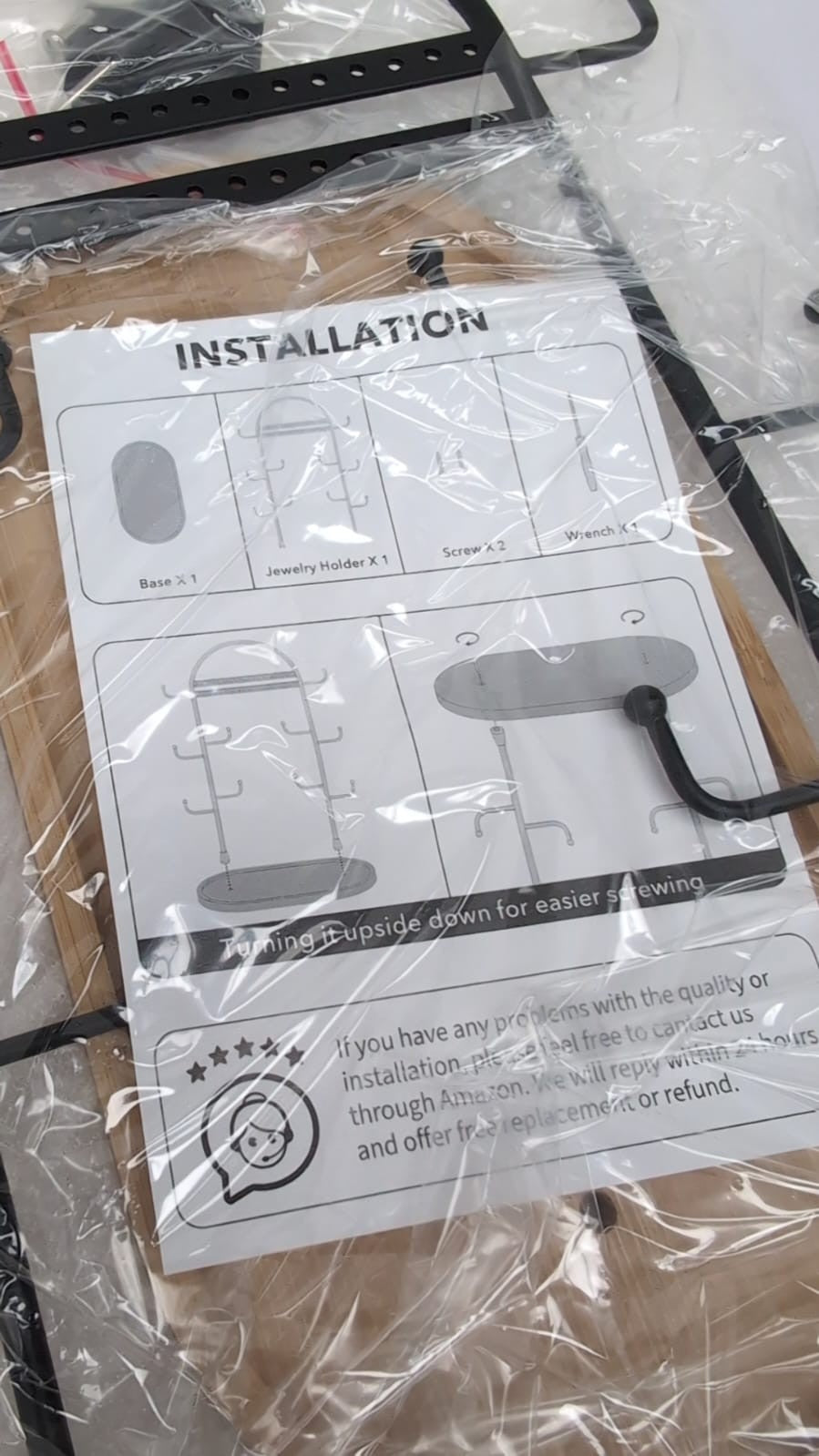 12.9'' Jewelry Stand Jewellery Organiser Necklace Earring Holder Black