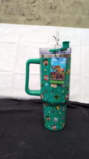 Minecraft 40oz / 1200 ML Green Tumbler with Straw & Lid | Leak & Spill Proof