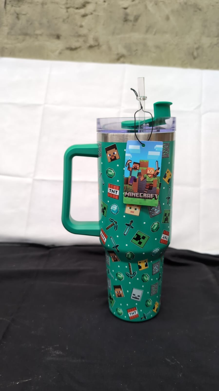 Minecraft 40oz / 1200 ML Green Tumbler with Straw & Lid | Leak & Spill Proof