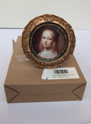 SYLVIA'S SHOP Small Antique 3 x 3 Round Picture Frame, Mini Vintage Ornate Photo