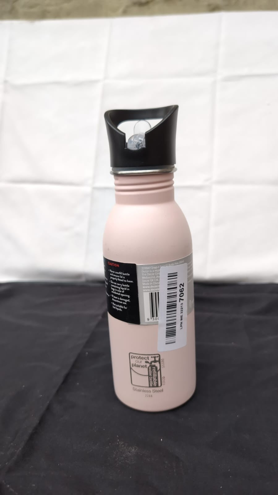 Décor Snap n Seal 500ml Stainless Steel Water Bottle with Straw,Pink(scuffed)