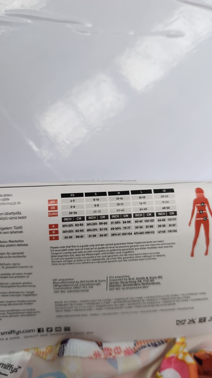 Smiffys Flower Hippie Costume,w/ Dress, Headscarf & Medallion(packaging damaged)