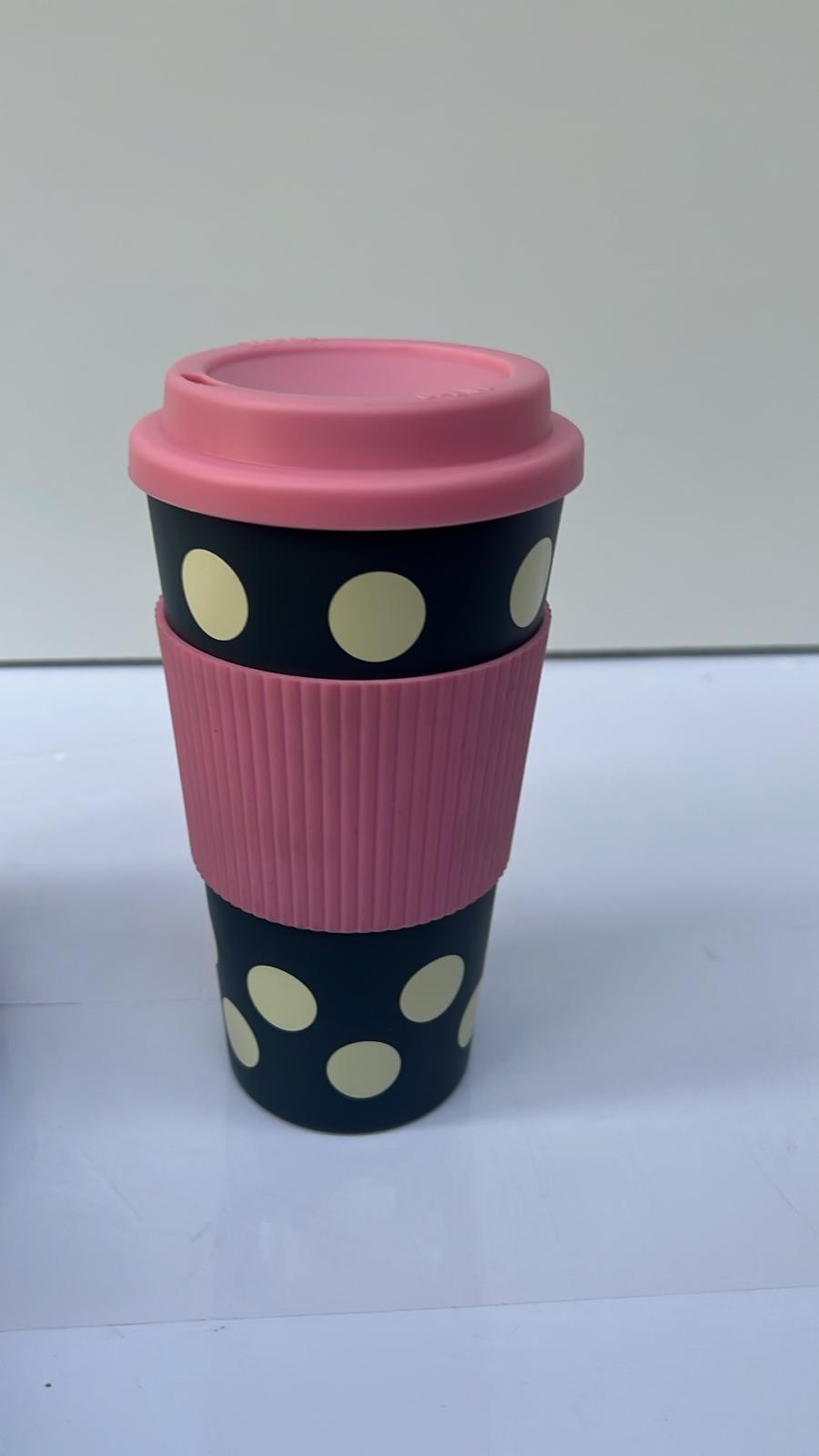 The Home Fusion Company Pink & Blue Polka Dot Thermal Insulated 400ml Tea Coffee
