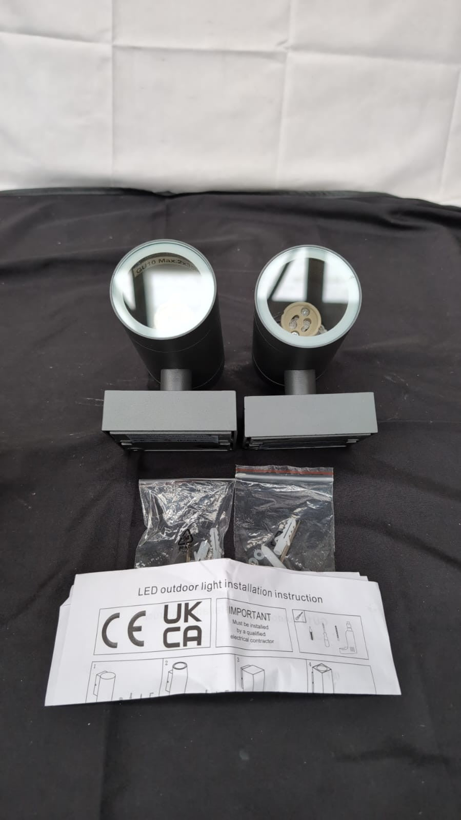 2 Outdoor Wall Lights,Up Down  Lights Mains Powered(small surface paint defect)