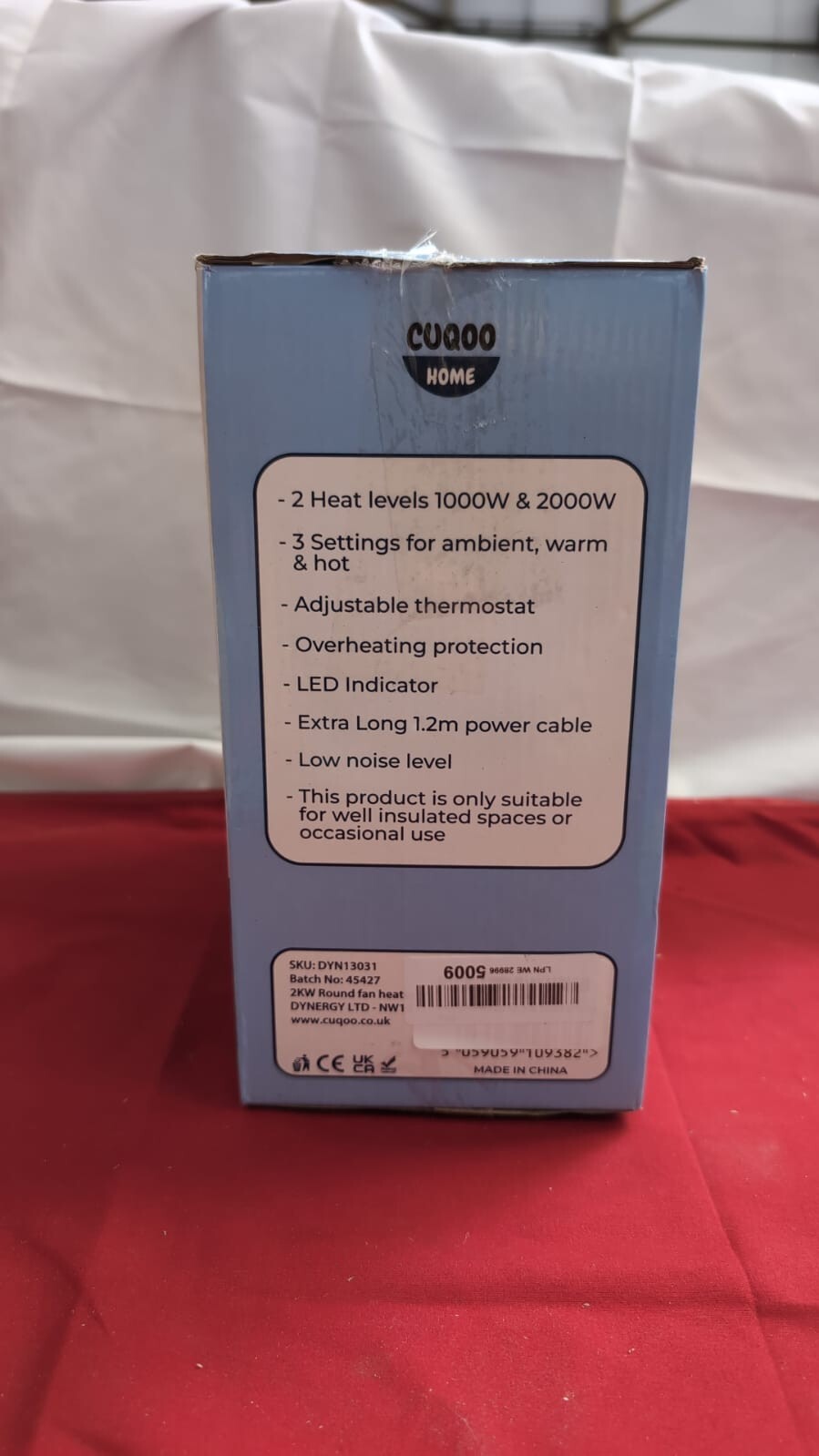 WL44002 Thermo Fan Heater with 2 Heat Settings and Overheat 2000W, (box damaged)
