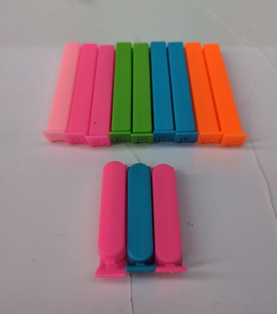 12pcsFood Clips, Plastic Food Bag Clips, Multicoloured Reusable Bag Clips