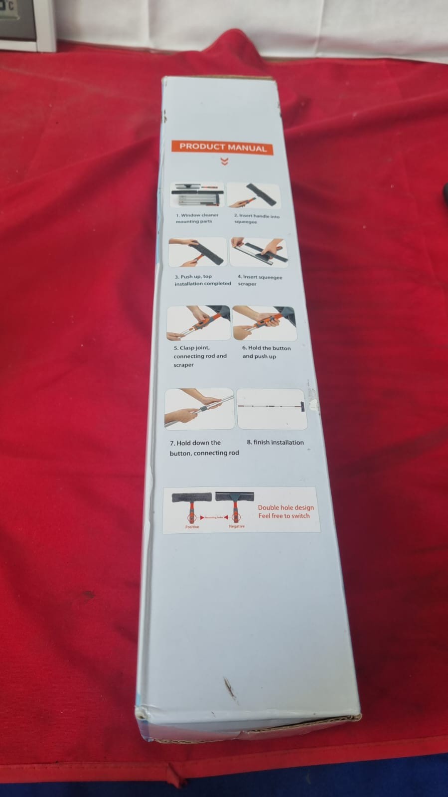 Window Squeegee Cleaning Tool with Long Handle, Streak-Free Blade Machine