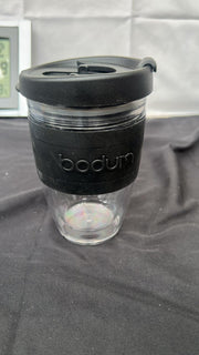 BODUM  JOYCUP Travel Mug, double wall, 0.25 L, black band, Plastic
