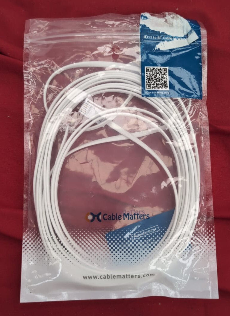 Cable Matters 5m or RJ11 Cable (Telephone or BT) in White (packaging damaged)