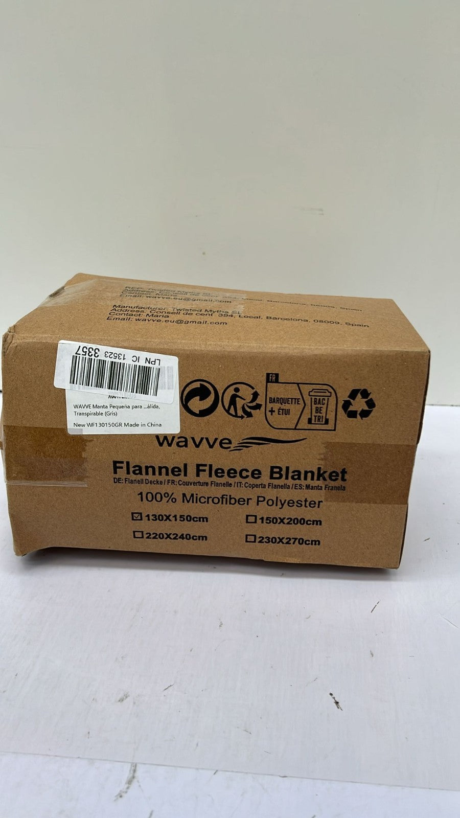 WAVVE Fleece Blanket Sofa Throw Grey 4ft x 5ft - Fluffy Soft (BOX DAMAGED)