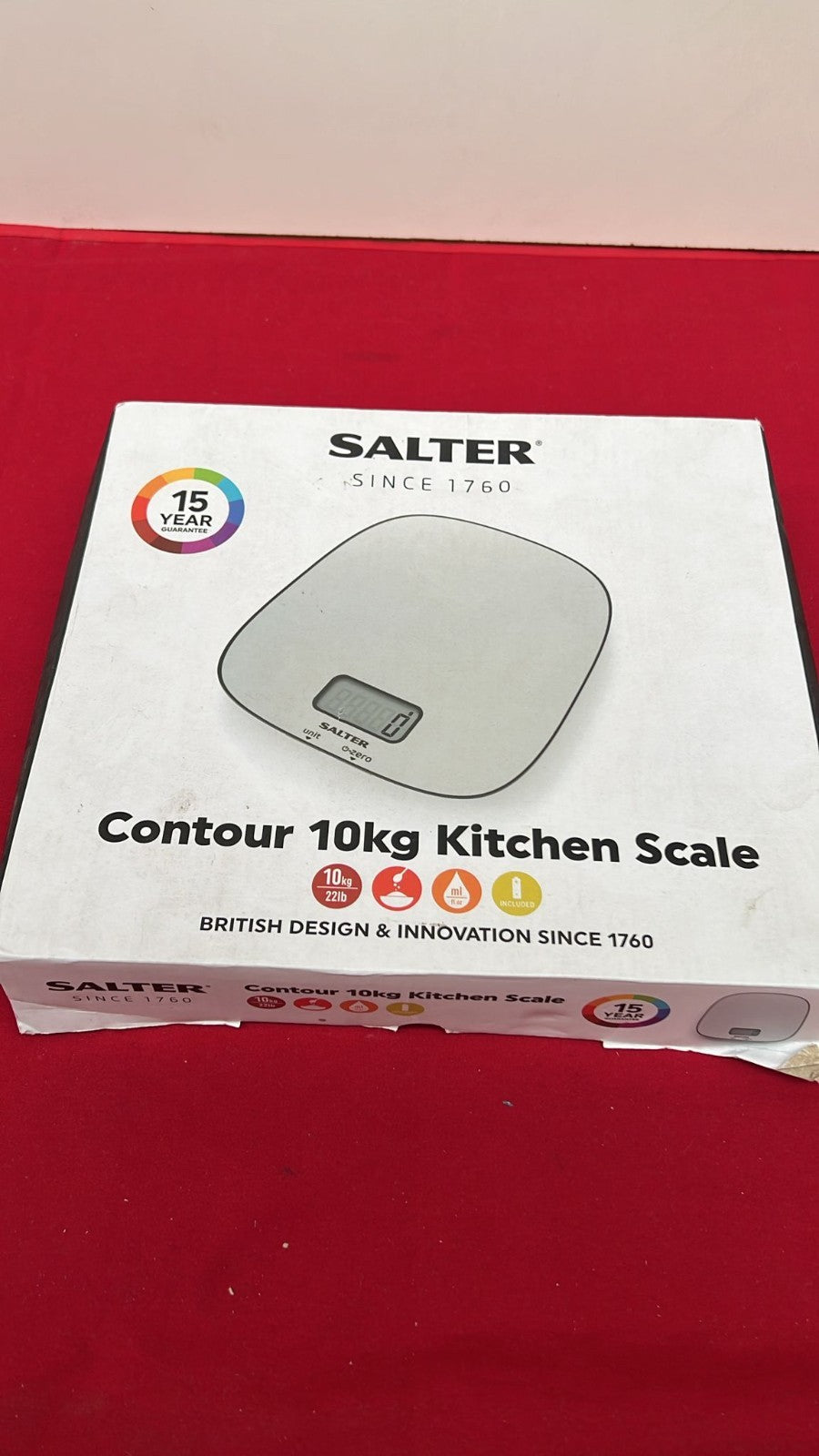 SALTER 10KG CAPACITY ELECTRONIC CONTOUR KITCHEN SCALE(USED)