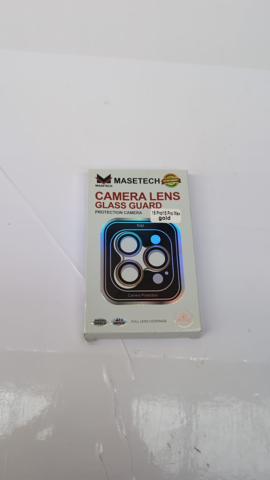 MASETECH For iPhone 15/15 Plus Camera Lens Protector Tempered Glass Cover (Gold)