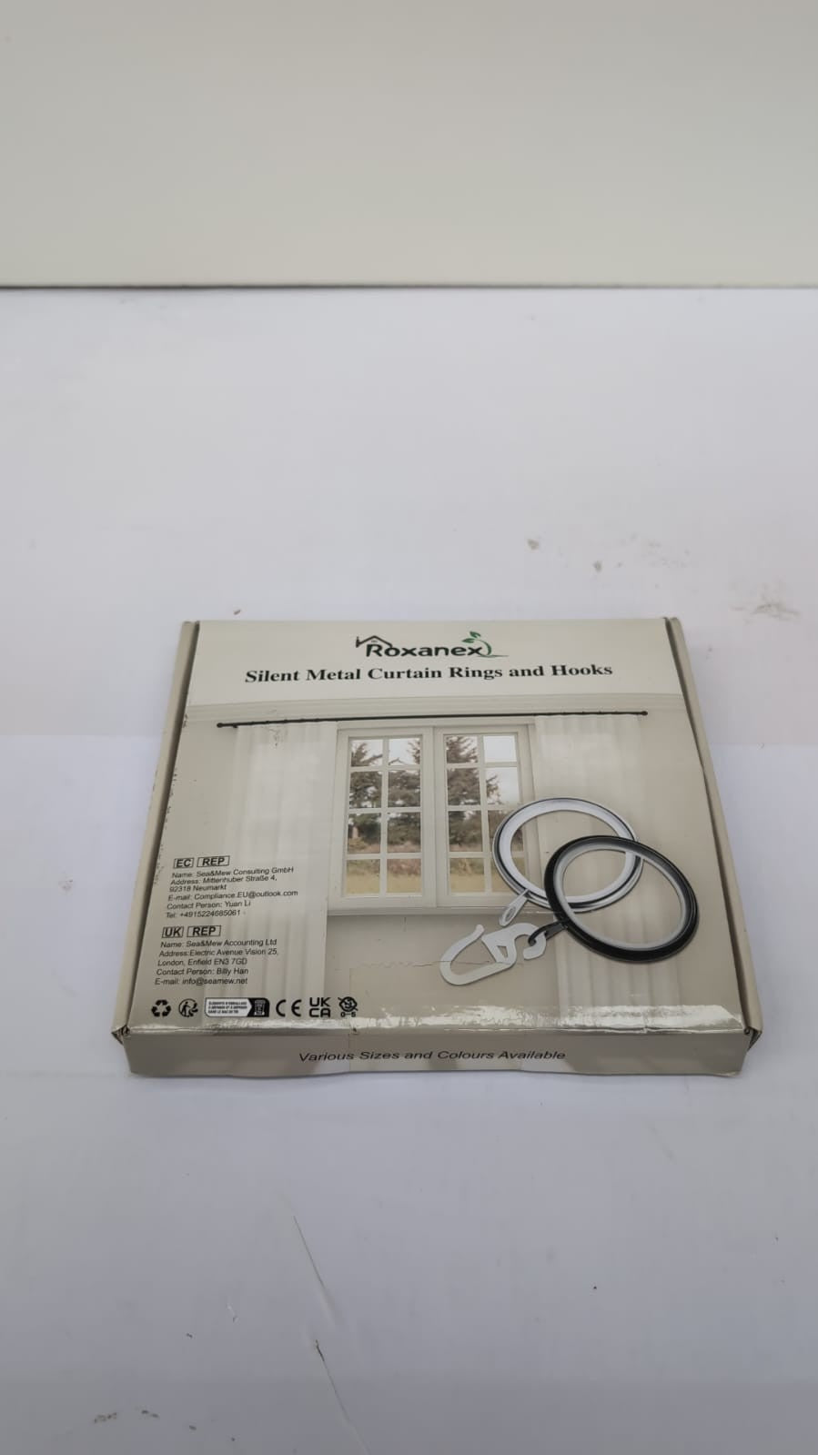 Metal Curtain Rings with Hooks, 37mm Inner Diameter (BOX DAMAGED)