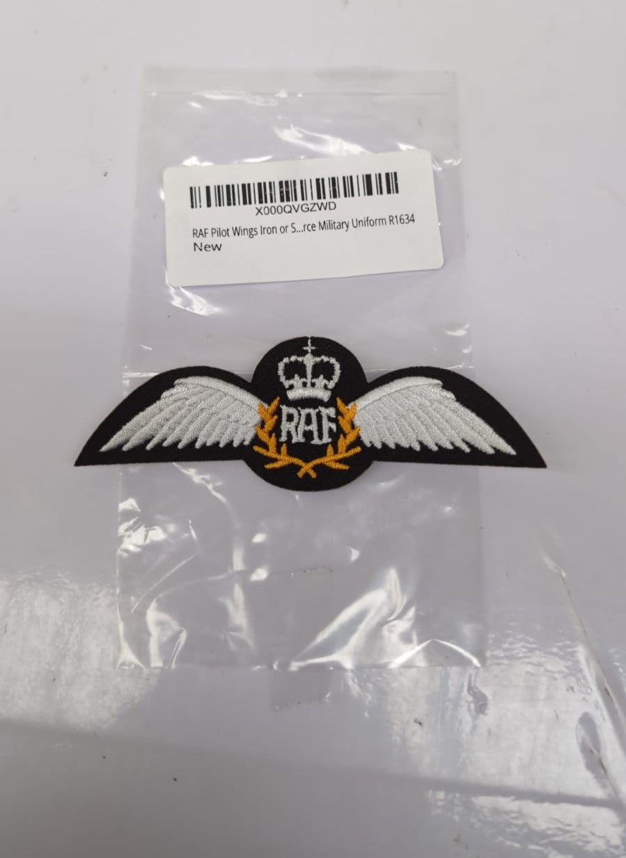 RAF Pilot Wings Iron or Sew On Embroidered Patch Badge Air Force Military 10cm