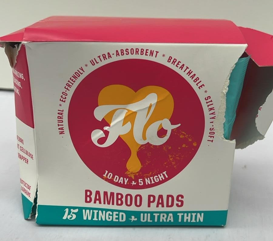 FLO - Day + Night Menstrual Pads  -15 Winged + Ultra Thin (BOX DAMAEGED)