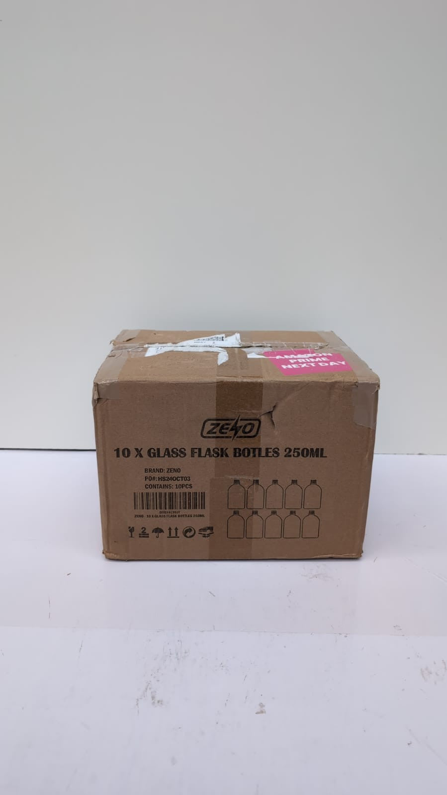 ZENO 250ml Glass Flask Bottles with Screw Tops - 10 Pack Reusable Twist-Off