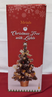 Christmas Tree with Led Lights String, 45cm Artificial Green Pine with Decorated