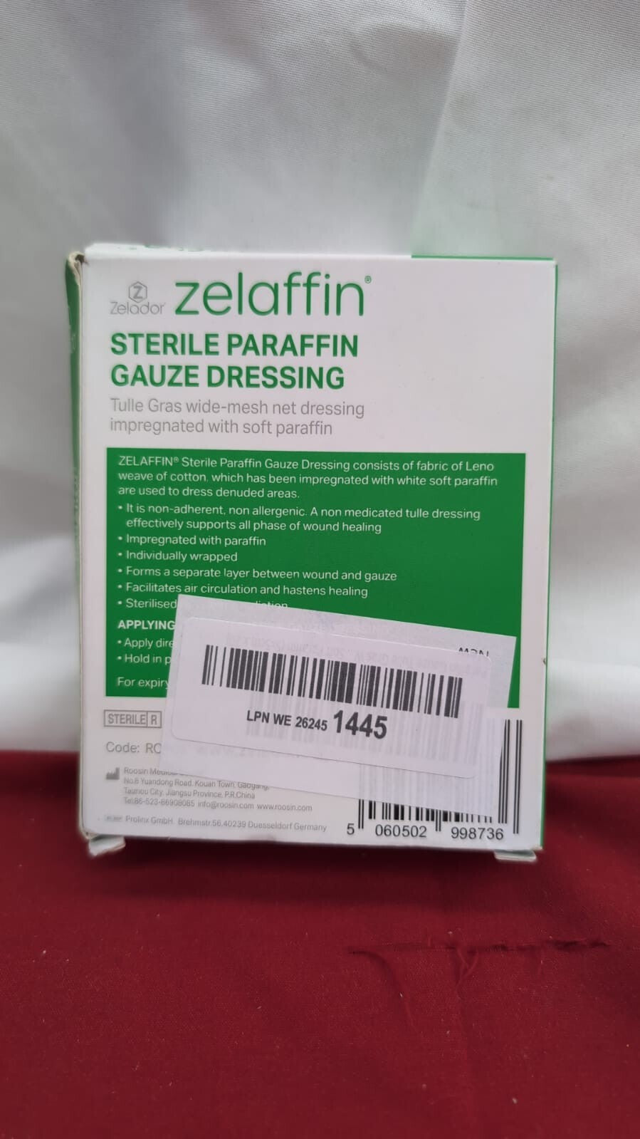 Paraffin Gauze Tulle Gras Wide-mesh net Dressing impregnated (packaging damaged)