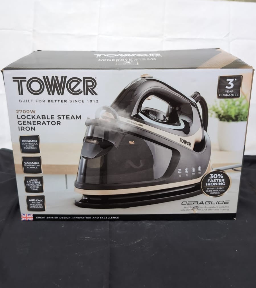 Tower  Ceraglide Steam Generator with Steam Shot Button Gold &Black(BOX DAMAGED)