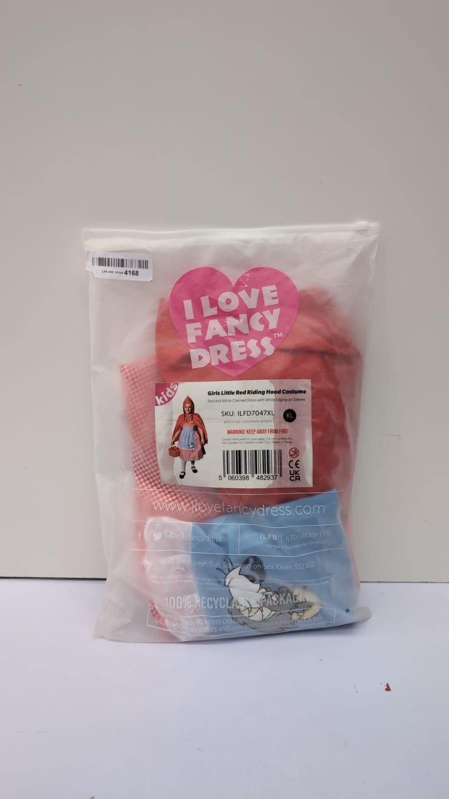 I LOVE FANCY DRESS Girls Little Red Riding Hood Costume Red  XL(PACK DAMAGED)
