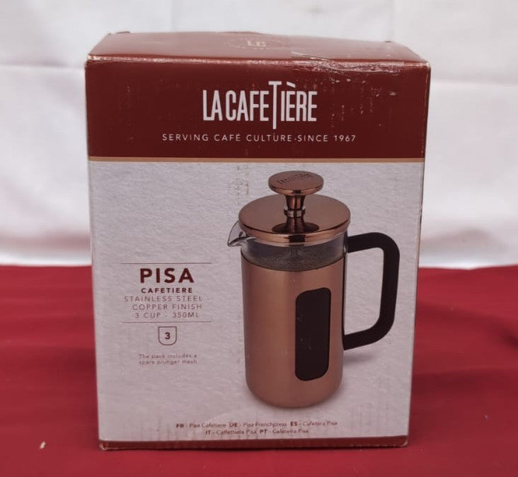 La Cafetière Pisa Stainless Steel Cafetière, Three Cup, Copper (BOX DAMAGED)