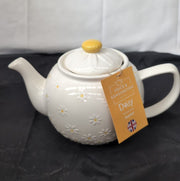 Price & Kensington Daisy Pattern Teapot, White with Yellow Accents, 6 Cup Cap.