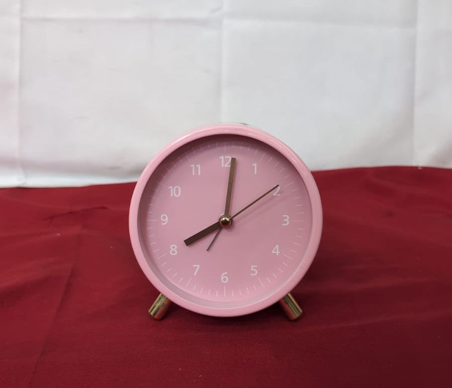 Jisile Pink Analog Alarm Clock for Girls, Silent Non-Ticking Rose Gold ,Pink