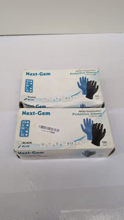 Next-GemDisposable Nitrile Gloves,Powder Free,Blue, M,100PCS,2PACK(PACK DAMAGED)