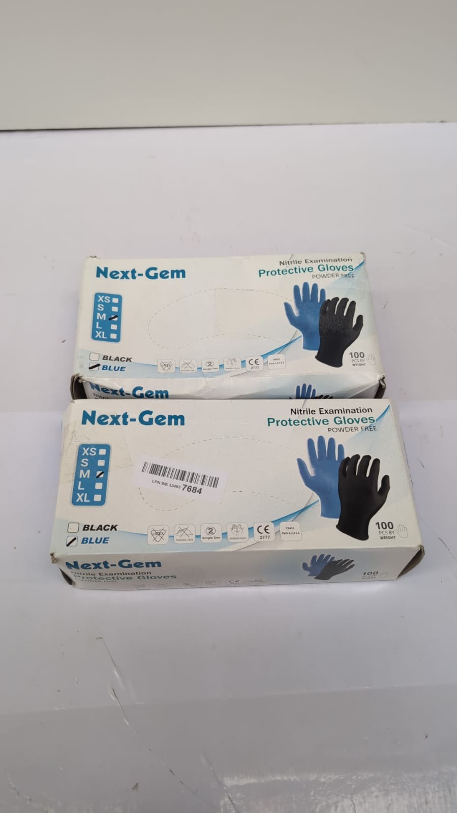 Next-GemDisposable Nitrile Gloves,Powder Free,Blue, M,100PCS,2PACK(PACK DAMAGED)