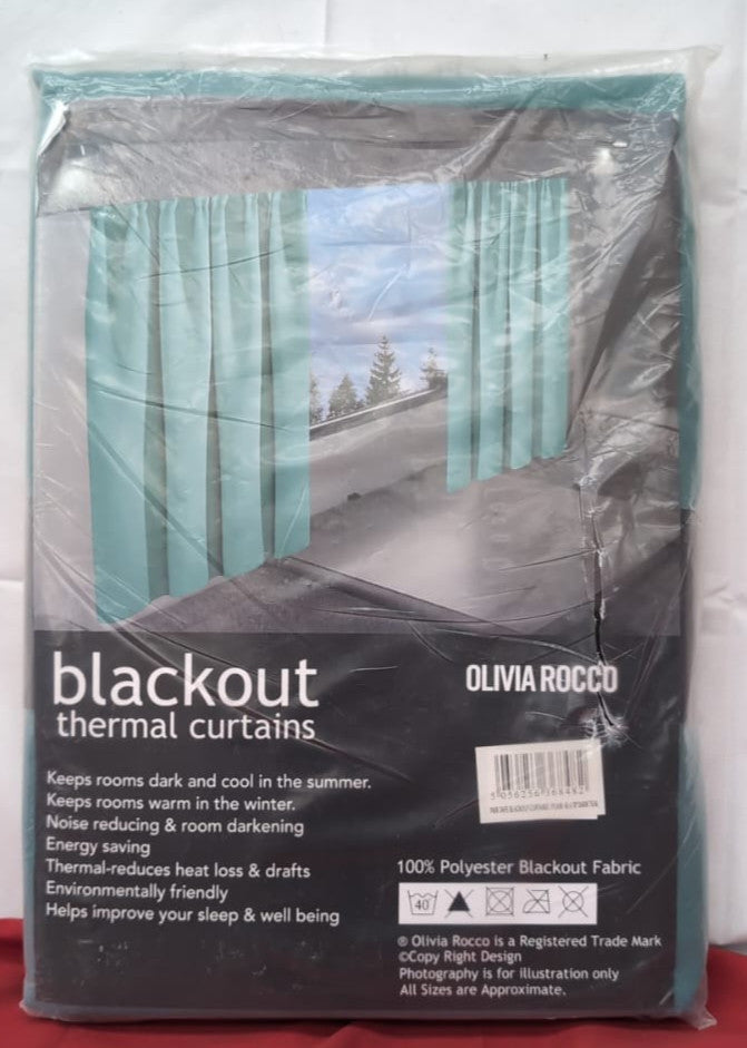 Olivia Rocco Blackout Eyelet Curtains Black Out Thermal Ring Top (117 x 198cm)