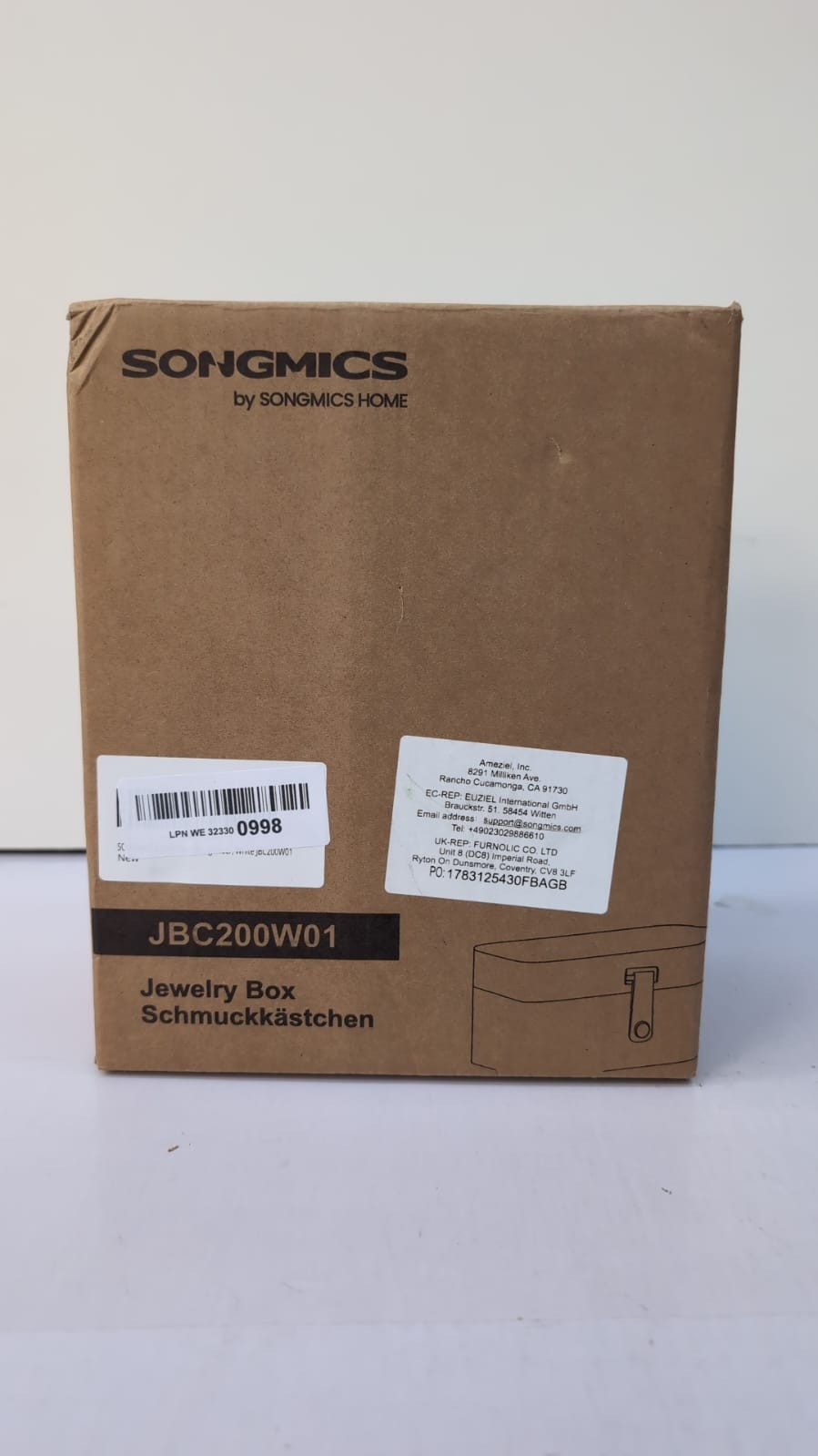 SONGMICS Jewellery Box Organiser with Mirror, 2-Layer Jewellery Storage Case