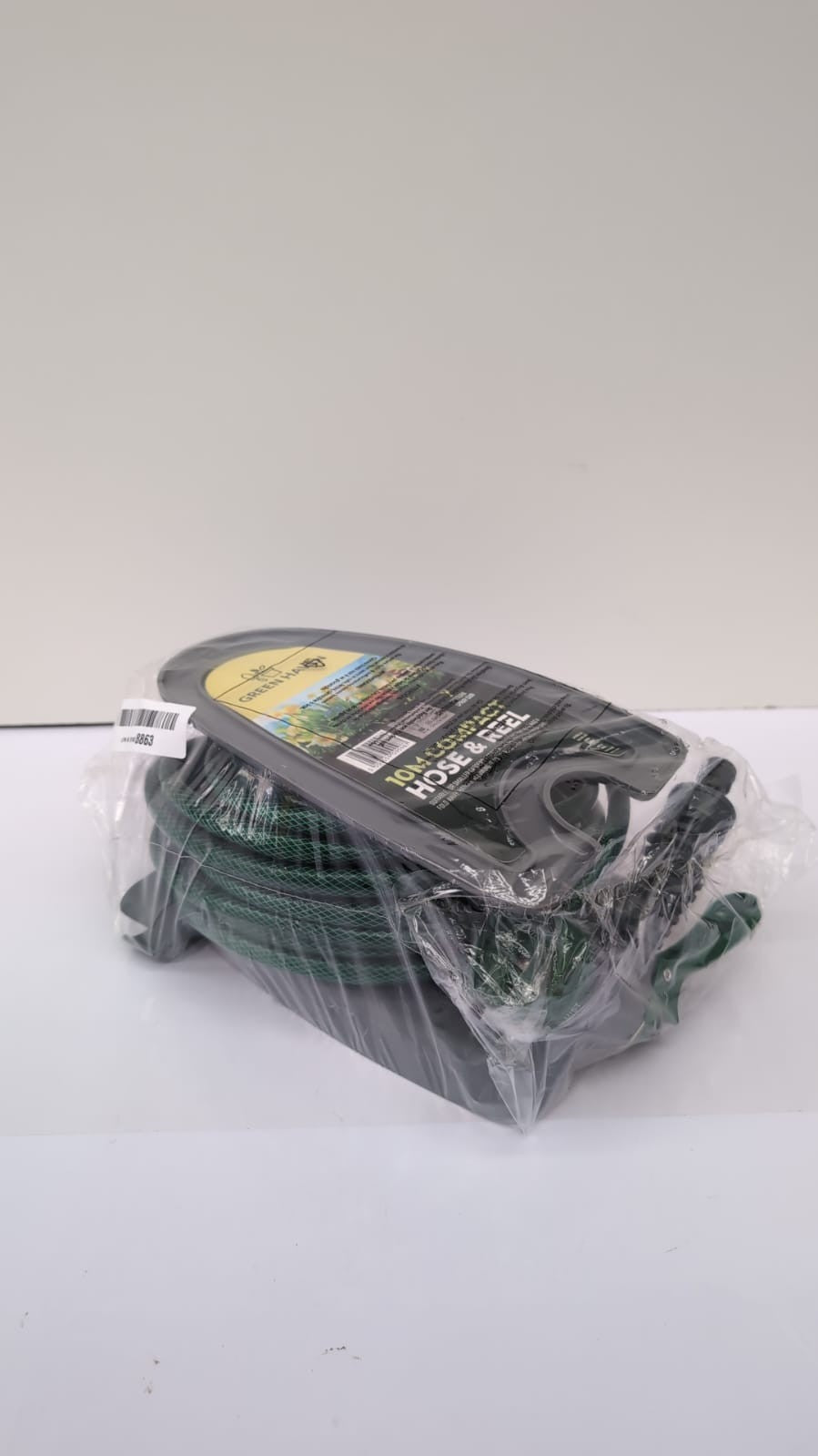 Green Haven Garden Hose Pipe Reel  10m, Compact Hosepipe w/7Pattern Spray Nozzle