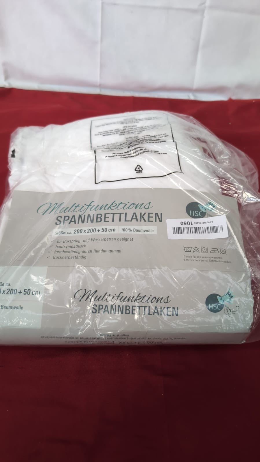 Fitted Sheet, 50 cm Pocket, 100%Cotton, 200 x 200 cm  White(packaging damaged)