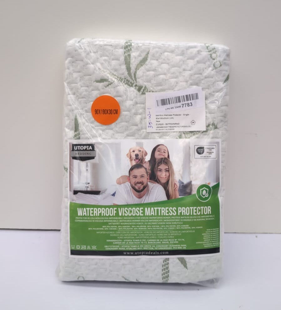 Utopia Bedding Waterproof Viscose Mattress Protector, Single Bed Size
