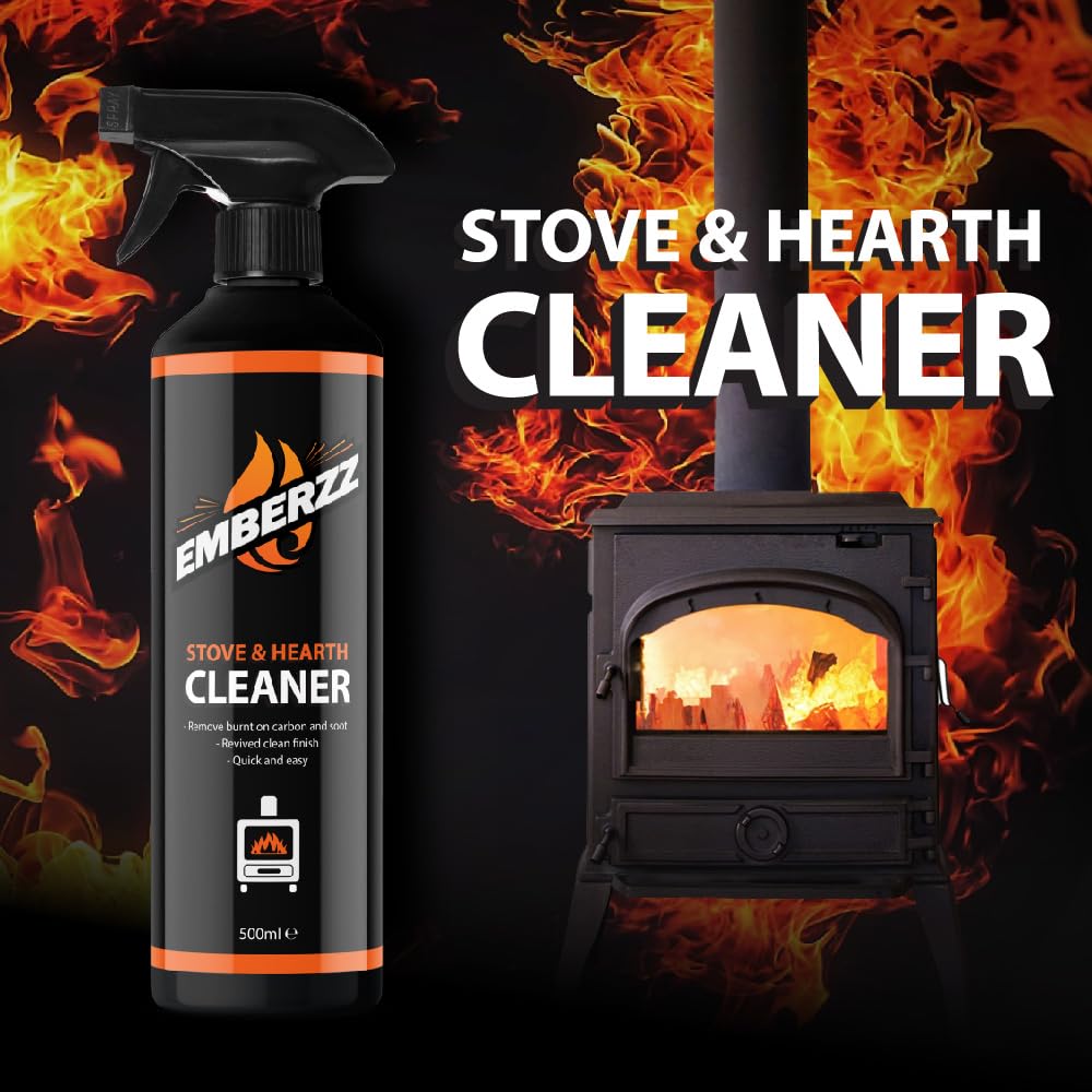 Emberzz - Stove, Fireplace and Hearth Cleaner | Dissolves Soot, Grease & Tar | For Wood, Log Burner - 500ml