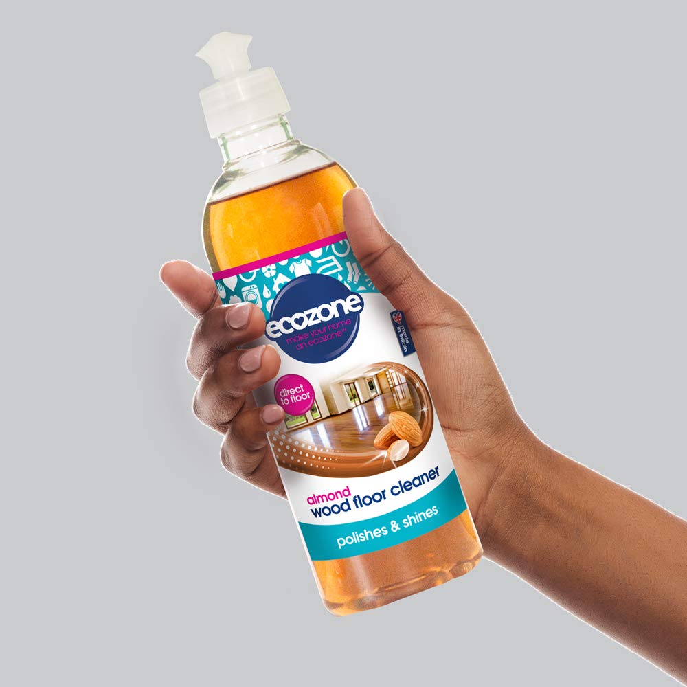 Ecozone Wood Floor Cleaner, 500 ml, Almond Scented, Preserves The Natural Colour of the Wood